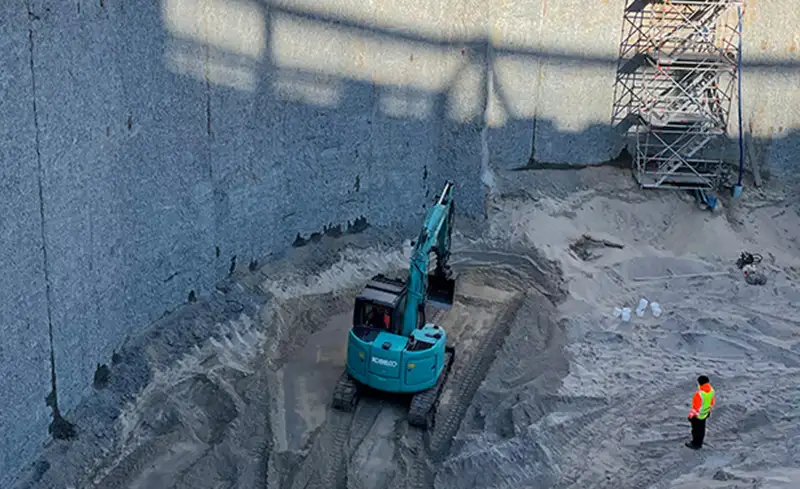Deformationsanalyse beim Bau eines Regenrückhaltebeckens