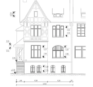 Detail der fertigen Zeichnung des Wohnhauses